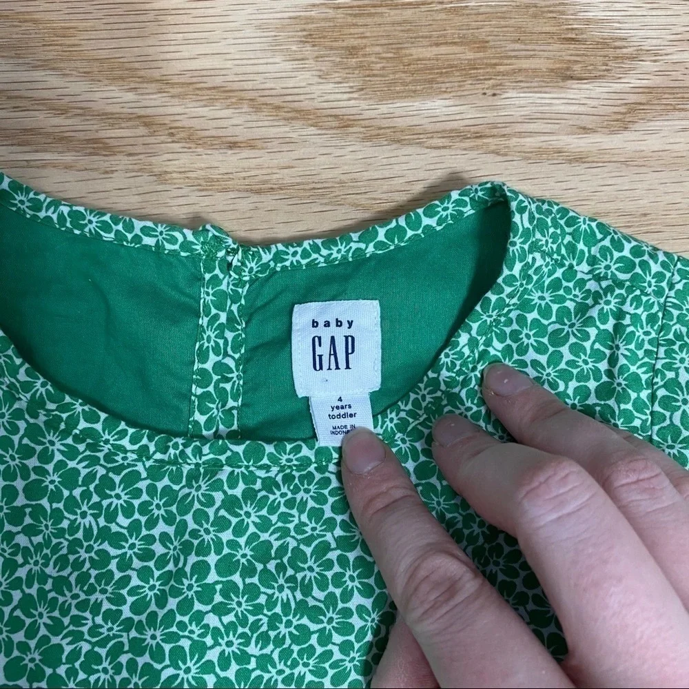 Gap Green Floral Print A-line Dress Sz 4 Kids Girl